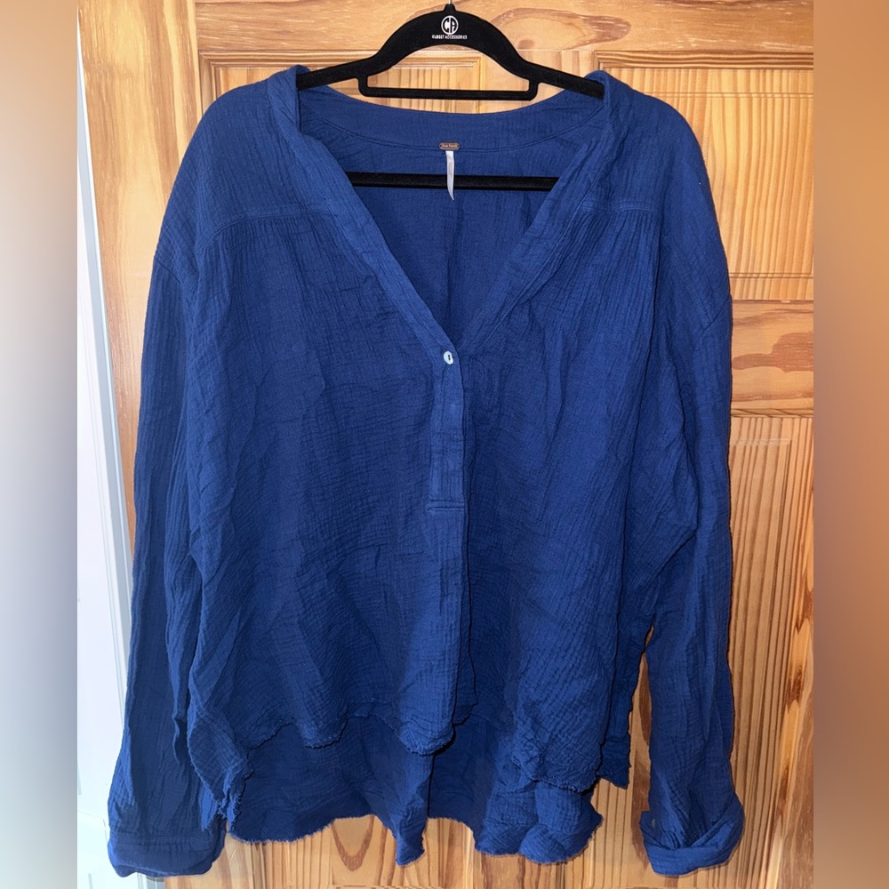 Free People Navy Blouse